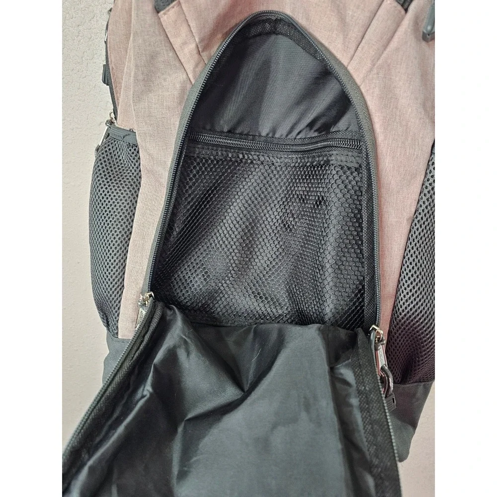 Eastsport Pink Gray Heathered Multi-Pocket Backpack School Travel Bag